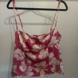 Reformation Pink and Cream Floral Camisole “Overland Silk Top”